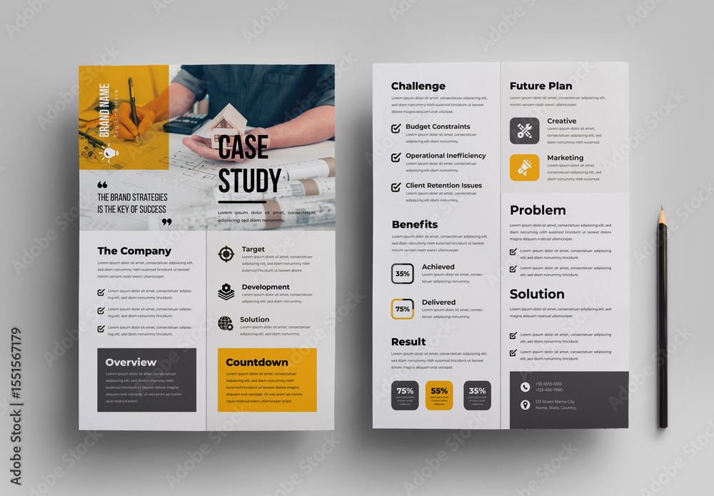 Strategic Business Case Study Template Layout Stock Template | Adobe Stock