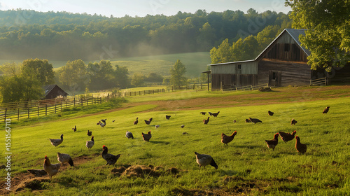 Farmer standing on a farm with cattle. Farmer breeds cows, sheep, pigs, chickens in nature. Livestock. Domestic animals.	
