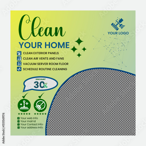 Trending home cleaning services social media post design. Cleaning service social media template design. Editable social media post design