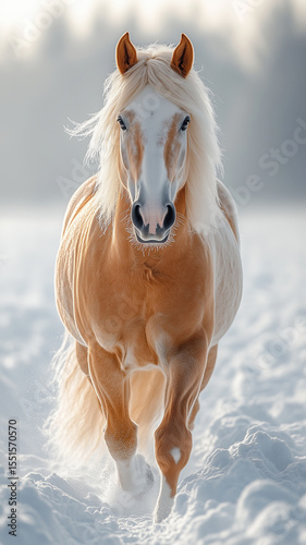 Horse in snow. Horse in the Chinese zodiac