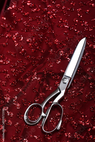 Luxurious dark red crystal lace on matching silk satin base—high fashion fabric texture perfect for couture, bridalwear, or luxury design projects. Sophisticated, shimmering, and stylish