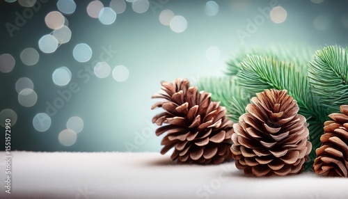 christmas background with pine cones