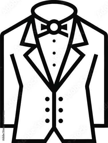 "Blazer over shirt and bowtie icon, formal outfit in line art"









                 
