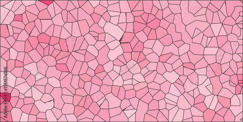 Abstract cellular pink background geometric pattern illustrating a mosaic design with various shades and tonal variations for creative designs.