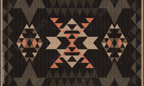Tribal seamless geometric pattern with triangles