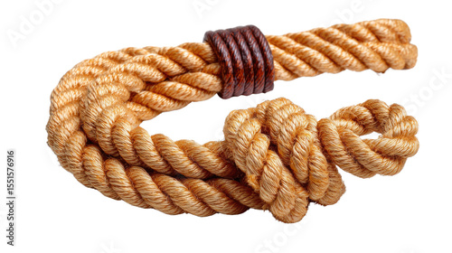 Rope Knot Texture: A close-up shot of a thick, textured rope tied into an intricate knot. This image captures the strength, and enduring quality of the rope.