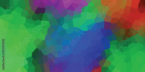 Abstract geometric mosaic of colorful faceted shapes creating a vibrant background design for creative projects