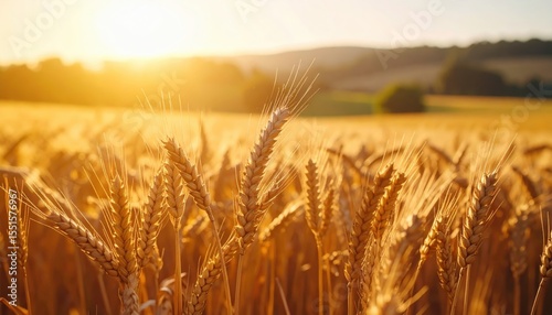 Golden wheat field under the sunlight: A close-up view captures the golden wheat field basking in the warm glow of the morning sunlight, evoking a sense of peace and abundance.