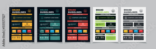 A4 Brand Guidelines Poster Layout Set, Simple style and modern Brand Guidelines, Brand identity Template.	
