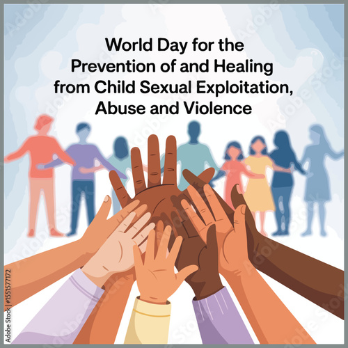 Heartfelt flyer showing protection, healing, and hope for children against abuse and exploitation.