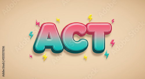 Bold 3D Text Effect ACT -  Gradient Typography Design