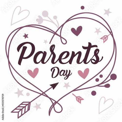 National parents' day love sign  background design with typography and shapes