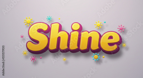 Bright Shine 3D Text Effect with Colorful Floral Design