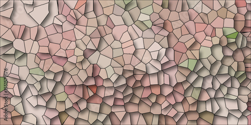 Abstract mosaic pattern with pastel hues and black outlines illustrating a complex geometric composition for modern design