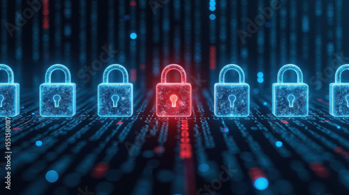 Digital locks represent security and protection in virtual environment, showcasing blend of technology and safety