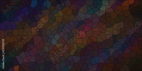Mosaic design featuring multi-colored glass with black outlines artistic illustration for creative decorative purposes