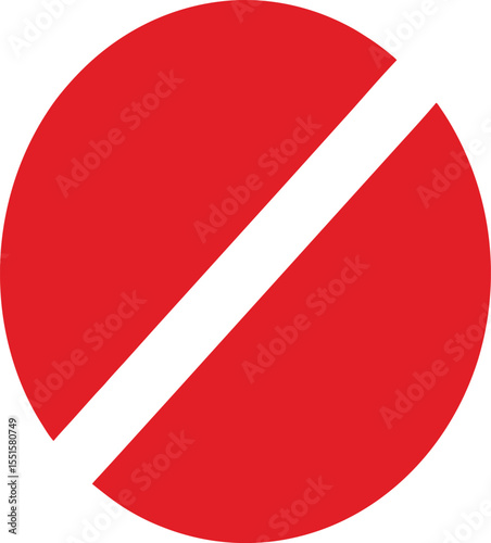 "Red circle with diagonal white slash from top left to bottom right, classic no symbol icon"
  No entry sign vector illustration.