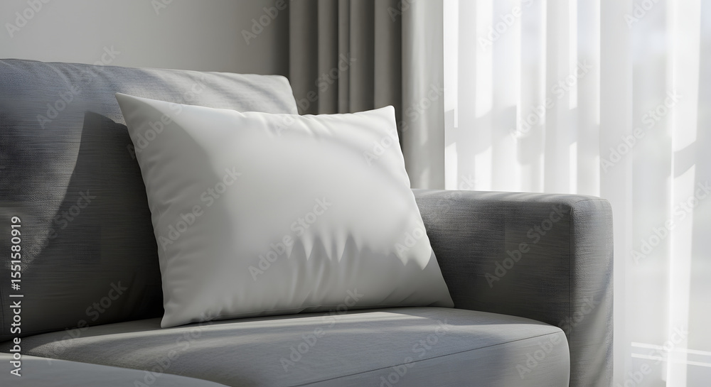 Obraz premium Close-Up of White Pillow on Sofa with Soft Lighting