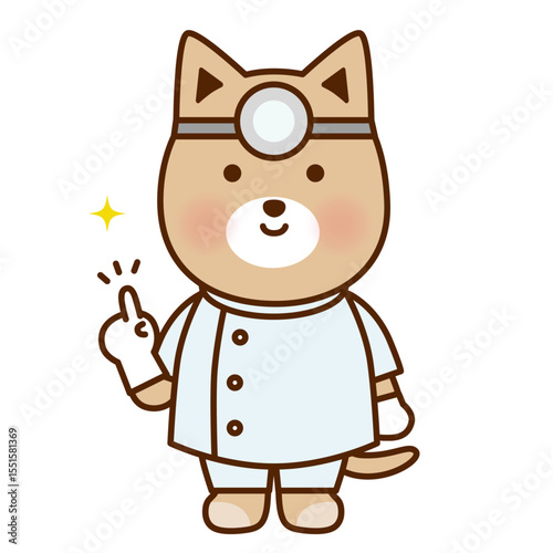 指差ししたかわいい犬の歯医者さんイラスト素材