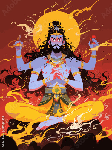  A sacred depiction of Lord Brahma, the Hindu god of creation 