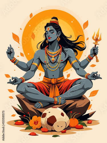  A sacred depiction of Lord Brahma, the Hindu god of creation 