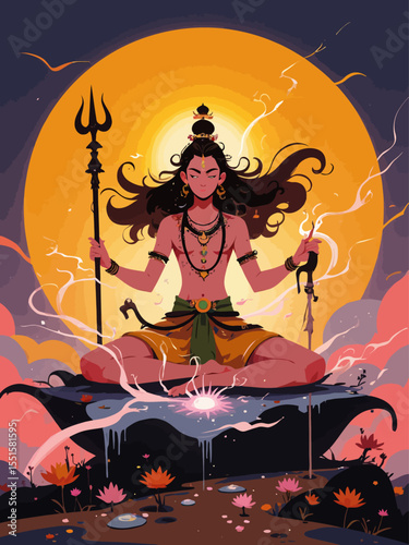  A sacred depiction of Lord Brahma, the Hindu god of creation 