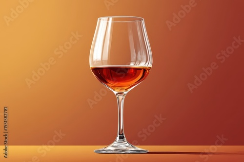 A Sophisticated Glass of Rich Amber Wine Standing Elegantly Against a Warm Gradient Background Radiating Warmth and Elegance in Modern Design