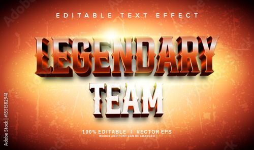 legendary team 3d vector text effect with modern style design