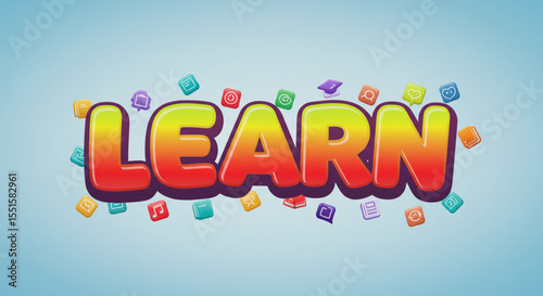 Vibrant Colorful 'Learn' Text Design Fun Educational Graphic