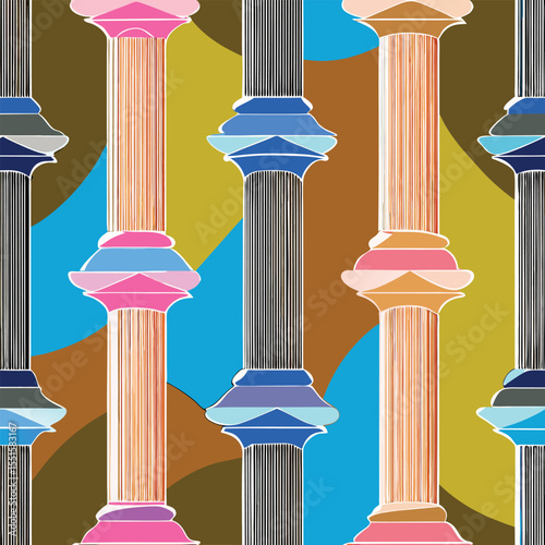 Abstract columns seamless pattern on a transparent background for design projects