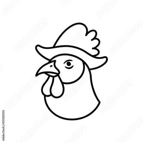 hen head wearing a hat line art