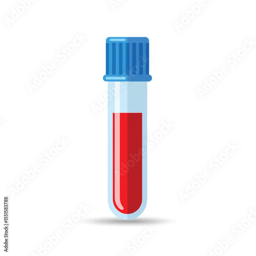 Medical Blood Test Tube Vector Illustration of a Sample in a Vial