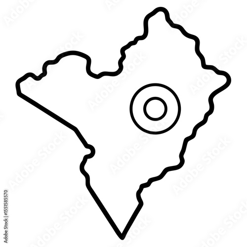 Minimal National Map Line Art Icon 