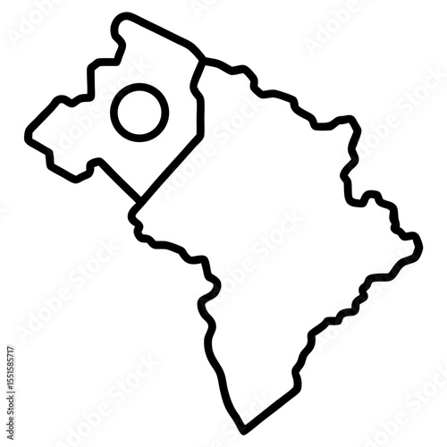 Minimal National Map Line Art Icon 
