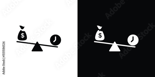 Time and money compare scale icon. Design for website and mobile apps.