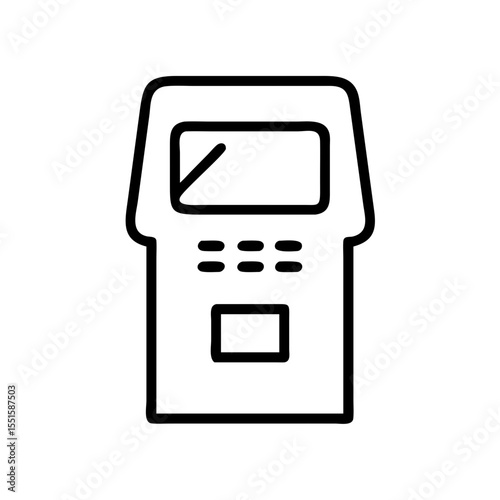 ATM Machine Icon Line Art Vector Illustration for Banking and Finance