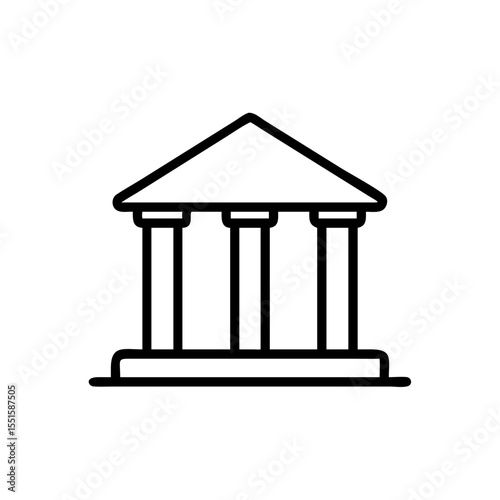 Classic Bank Building Icon Simple Line Art Design