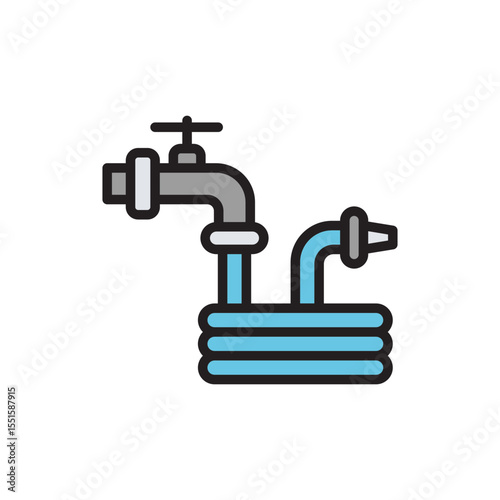 Stylized Icon Of A Faucet Connected To An Irrigation System
