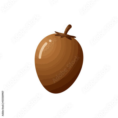 Colorful Flat Icon of a Brown Sapodilla Fruit with Seed View