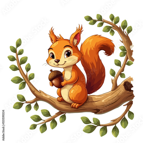 
Hand drawn cartoon squirrels vector illustration
