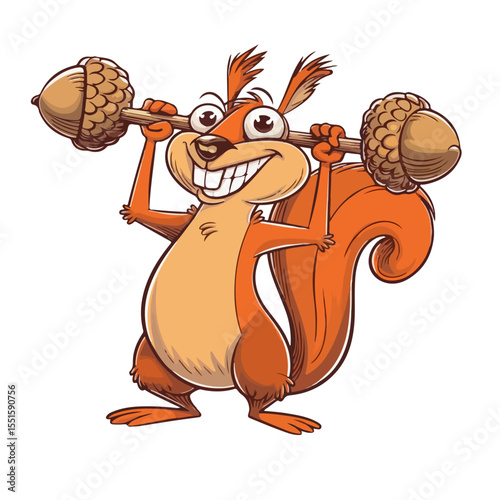 
Hand drawn cartoon squirrels vector illustration