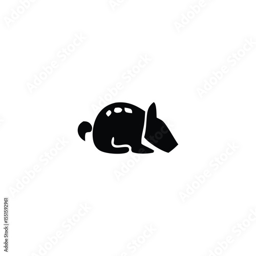 Silhouette of a Recumbent Tapir Mammal in Black and White Minimalist Design