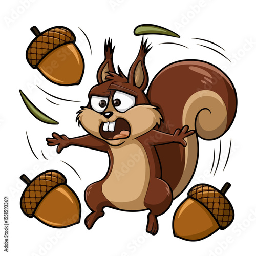 
Hand drawn cartoon squirrels vector illustration