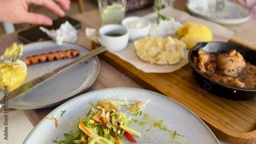 Wallpaper Mural traditional moldavian dish with mamaliga and stewed meat Torontodigital.ca