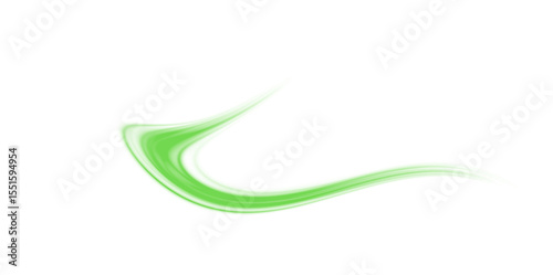 Green glowing light trail vector . Green line effect, winding green path, wave , curved energy vortex, futuristic background on a transparent PNG background	

