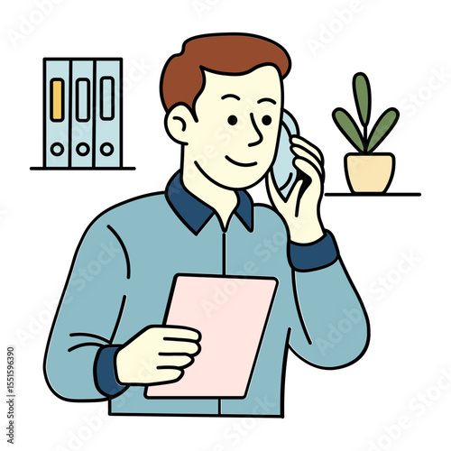  Man Talking on Phone and Holding Tablet