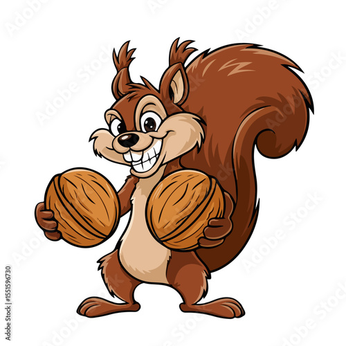 
Hand drawn cartoon squirrels vector illustration