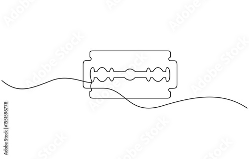 Razor blade continuous one line art drawing, continuous single drawn one line razor, Razor hand drawn picture silhouette line art cutting blade razor vector illustration.