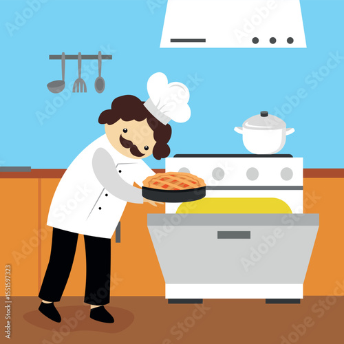 chef in the kitchen design, vector illustration eps10 graphic