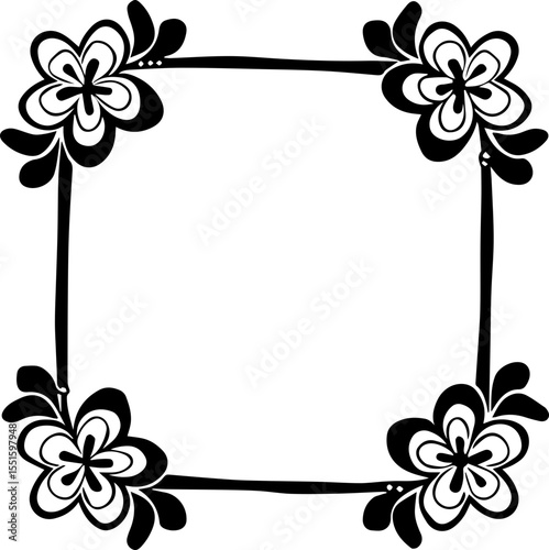 Flowers for decoration in many styles, SVG with clean lines.Elegant black floral frame design for creative projects